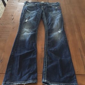 Silver Brand Dark Distressed Jeans